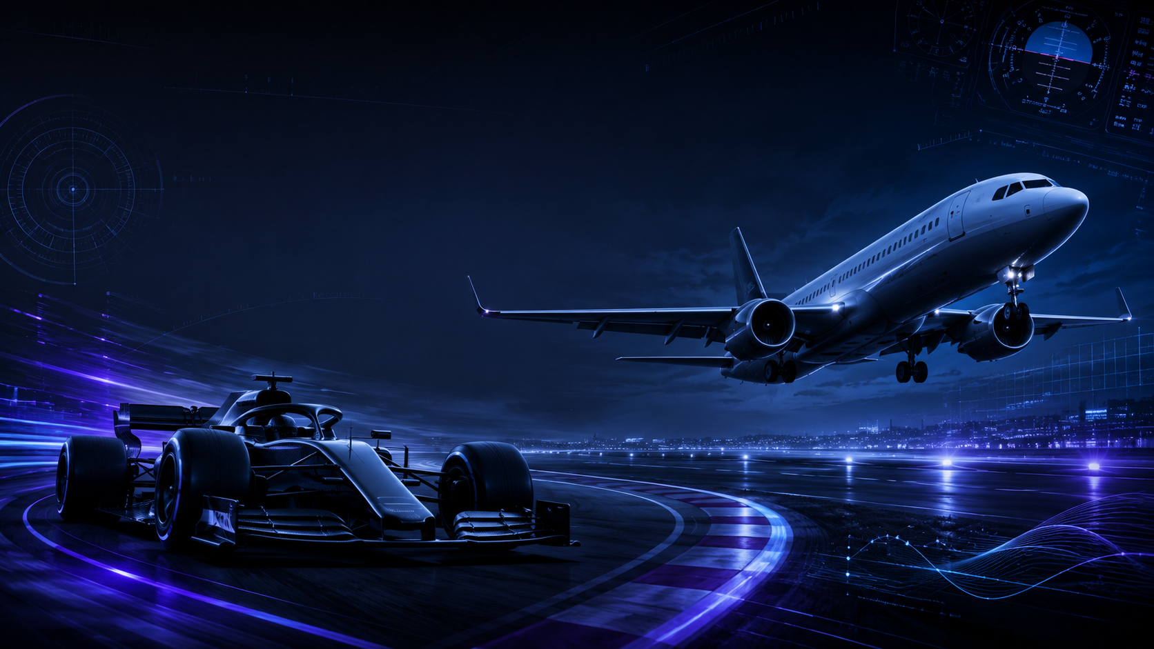 G Force Simulation racing and aviation hero background